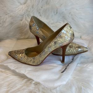 Stuart Weitzman snake skin metallic accents